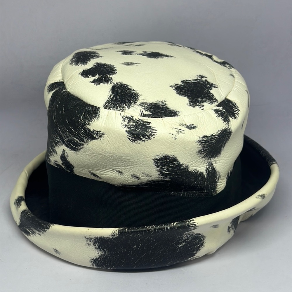 Vintage Black and White Cow Print Hat